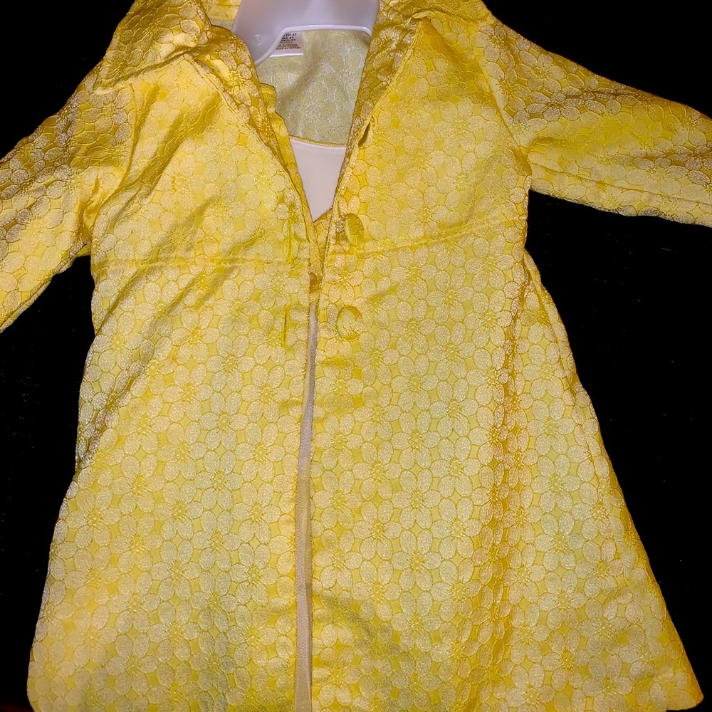Girls yellow two piece dress and long jacket